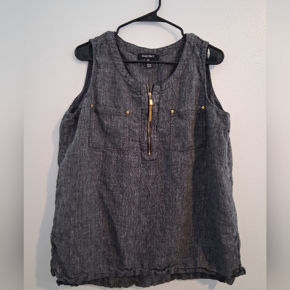 Linen Ellen Tracy Sleeveless Blouse